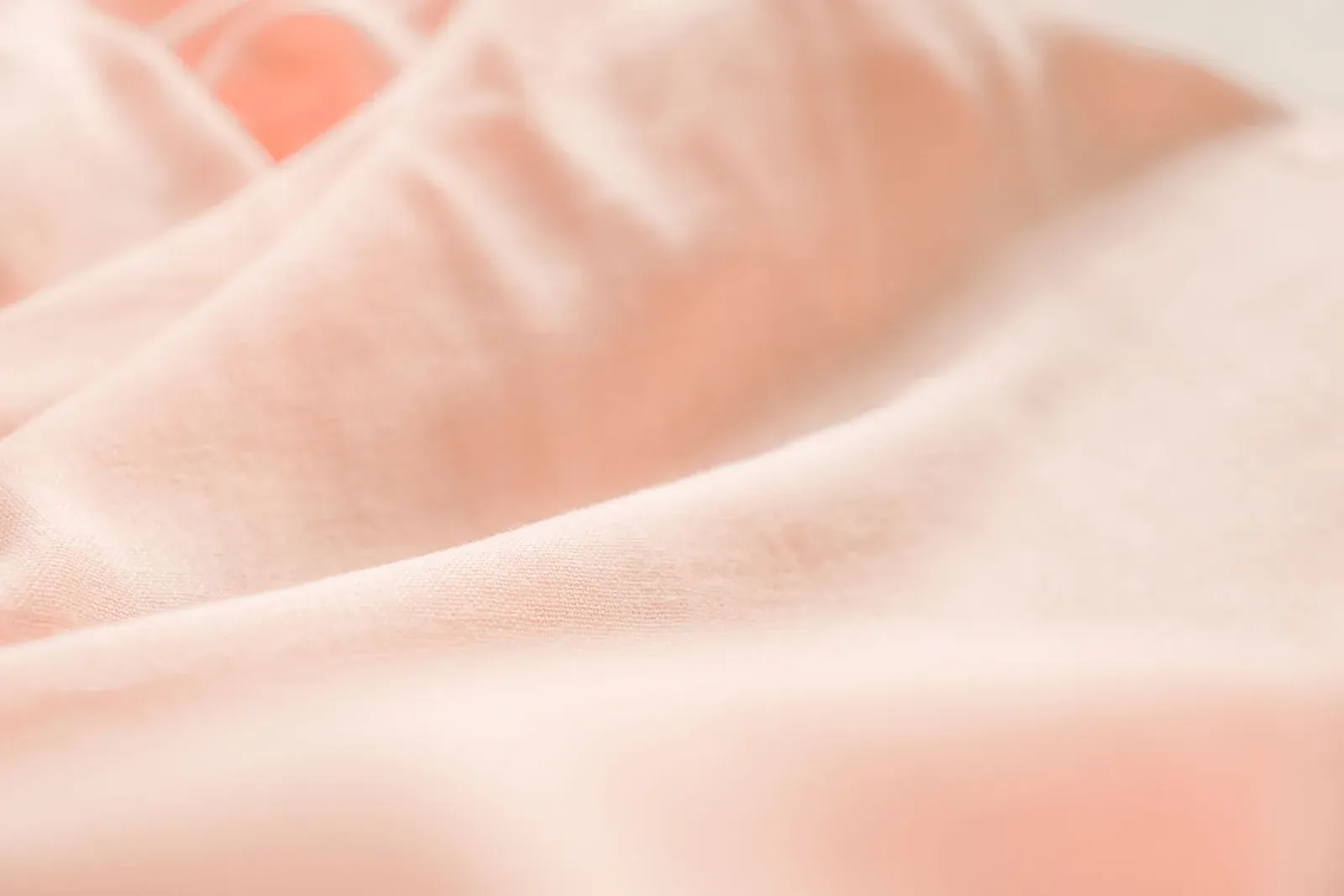 A soft fold of pale blush cotton jersey in close focus